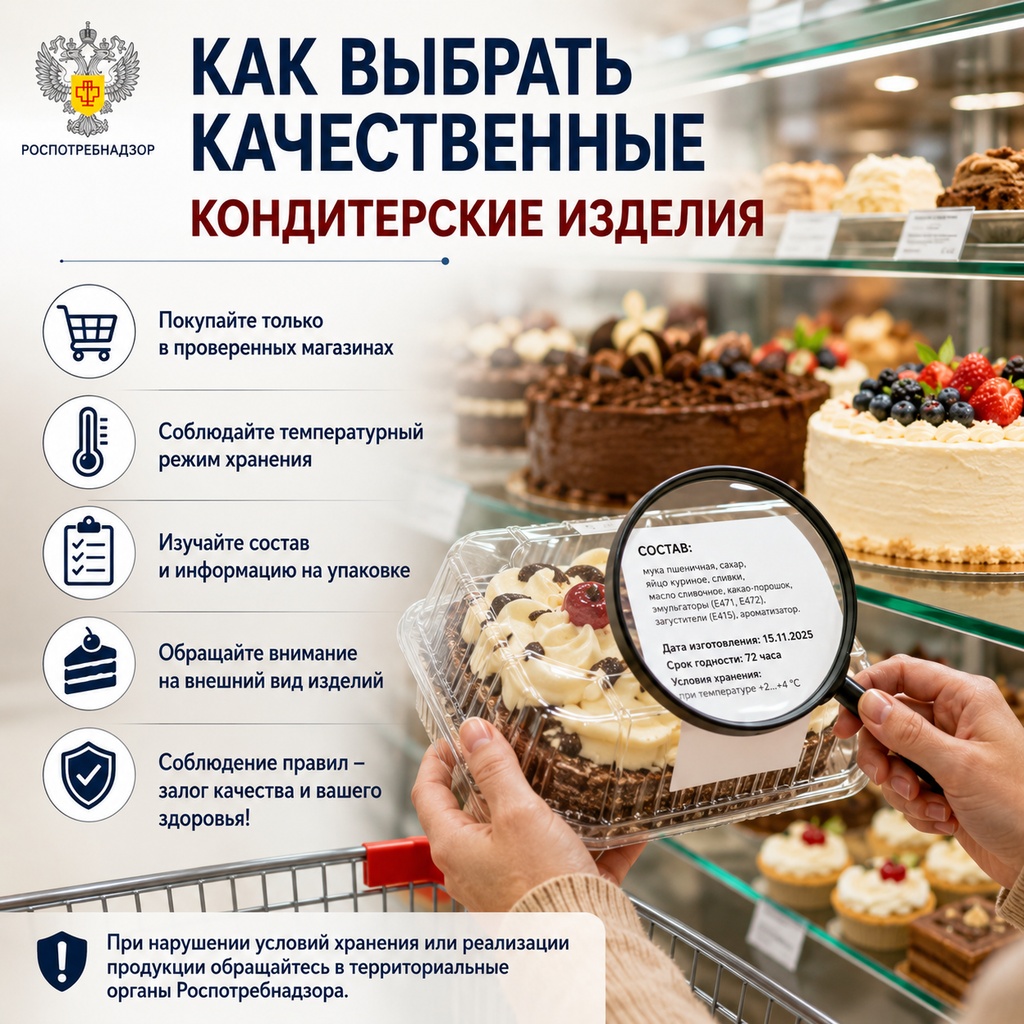 Роспотребнадзор рассказывает о правилах выбора качественных кондитерских изделий